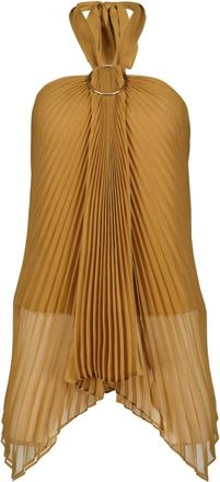 Max Mara Mxevalzer Geplooide Top - Dames - Tops zonder mouwen - Bruin - 2XS - Polyester - Tops
