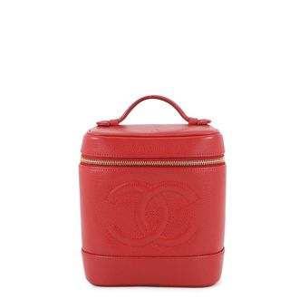 Chanel Red Color Grained Calfskin Pouch Vanity Bag (Pre-Owned)