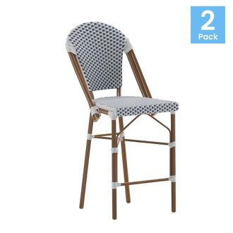 Flash Furniture 2PK White/Navy Paris Stool