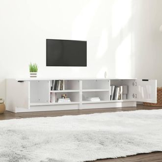 Berkfield Home TV Cabinets 2 pcs High Gloss White 80x35x36.5cm Engineered Wood | Size: 80x35x36.5 cm
