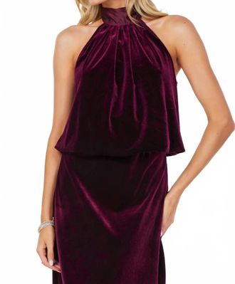 Bishop + Young Womens Luxe Velvet Bubble Hem Halter Top In Scarlet