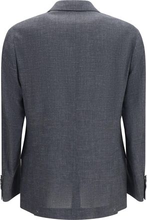 Brunello Cucinelli Mens Deconstructed Jacket Flame-Textured Wool, Silk, And Linen Grigio Scuro