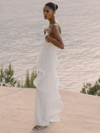 Reiss Silk Ruffle Bandeau Wide-leg Jumpsuit, 8