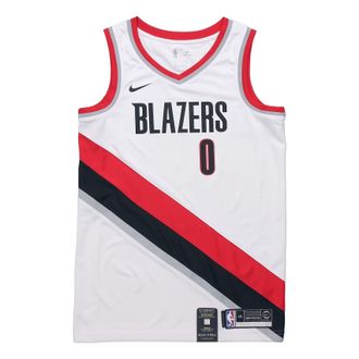 Nike Damian Lillard Trail Blazers Association Edition Nike NBA Swingman Jersey White Red Black 864445-100