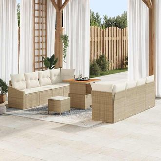 vidaXL Conjunto De Sof&aacute; De Jard&iacute;n 11 Pcs Beige, Crema 80 X 80 X 71 Cm Vidaxl