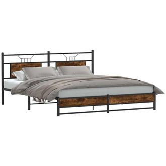vidaXL Estructura De Cama Sin Colch&oacute;n Metal Roble Ahumado 180x200 Cm Vidaxl