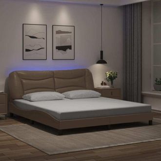 vidaXL Vidaxl - Estructura De Cama Con Luz Led Cuero Pe Capuchino 180x200 Cm