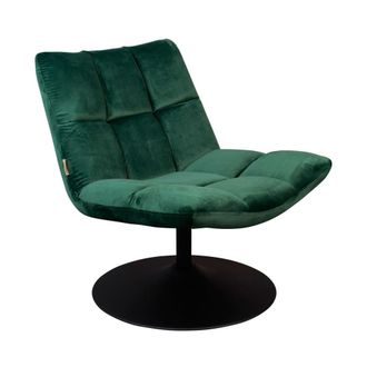 Dutchbone Sill&oacute;n giratorio en terciopelo verde intenso