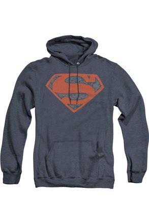 Gildan Superman Vintage Shield Collage Adult Heather Hoodie / Hooded Sweatshirt