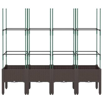 Berkfield Home Garden Planter with Trellis Brown 160x40x142.5 cm PP
