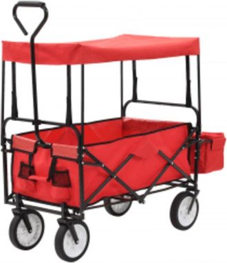 vidaXL Carrito De Mano Plegable De Acero Con Capota Rojo Vidaxl