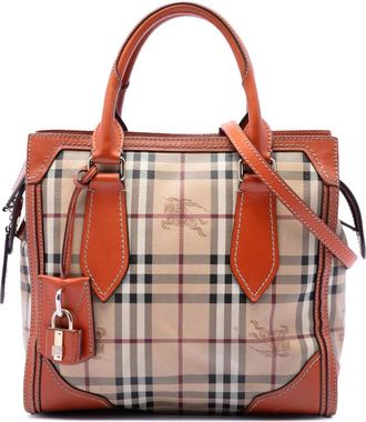 Burberry Pre-owned Burberry Small Haymarket Check Coated Canvas Honeywood Tote Ladies TL4113DRFS7T9I22