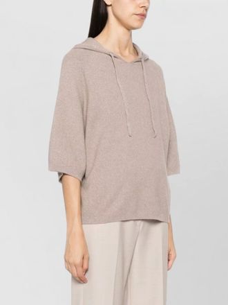 Fabiana Filippi cashmere blend metallic hooded short sleeve knitted top