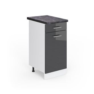 Vicco Mueble Bajo De Cocina R-line, Antracita Alto Brillo, 40 Cm, Et Antracita