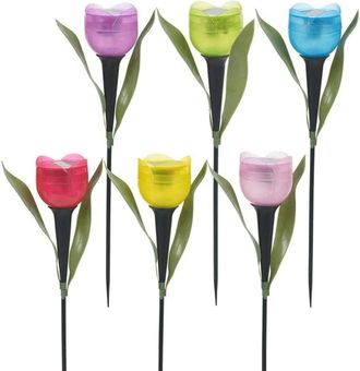 OEM Luces Solares Para Jard&iacute;n, 6 Luces Solares Con Forma De Tulip&aacute;n, Luces Solares Impermeables Para Balc&oacute;n, Jardinera, Macetas Y Decoraci&oacute;n De Patio