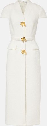 Oscar De La Renta Embellished belted tweed midi dress