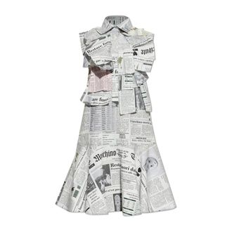 Moschino Shirt Dresses, female, White, Size: XS Newspaper Motif Dress