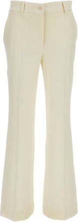 P.A.R.O.S.H. White Stretch Wool Tailored Straight-Leg Pants