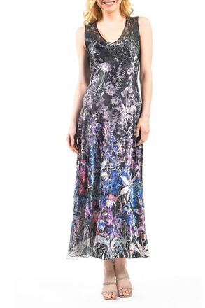 Komarov Climbing Vines Maxi Dress with Lace Back Detail in Monarch Garden at Nordstrom, Size X-Small