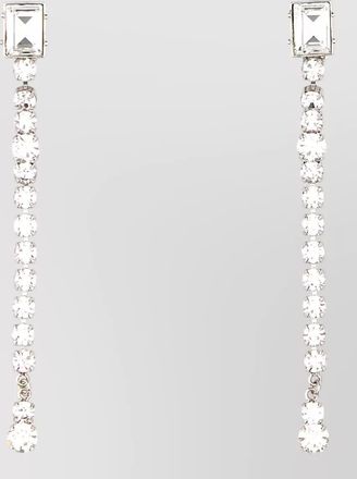 Alessandra Rich metal earrings dangling design rectangular and round gemstones
