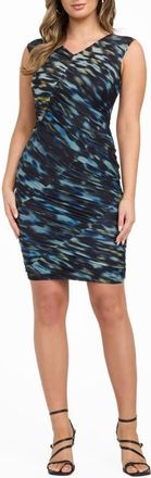 Guess Everly Sleeveless Ruched Mesh Body-Con Minidress in Blue Multi at Nordstrom, Size 0