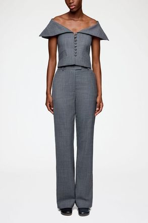 Ganni Mixed Vest in Grey Wool Melange