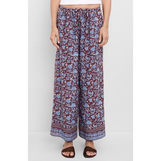 Michael Stars Elara Drawstring Waist Pants in Sky Border Print at Nordstrom, Size X-Small