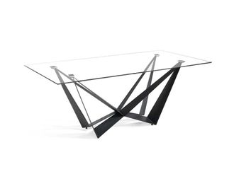 Pondecor Interiorismo Mesa rectangular Calais patas metal negro mate y sobre en cristal