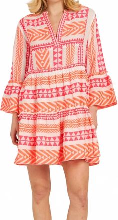 En Cr&egrave;me Bring On The Sun Embroidered Dress In Multicolor
