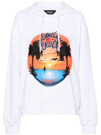 Dsquared2 Cool Fit graphic-print hoodie - women - Cotton - M - White