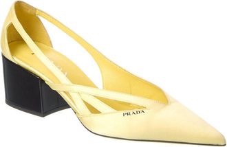 Prada Logo Satin Pointy-Toe Pump