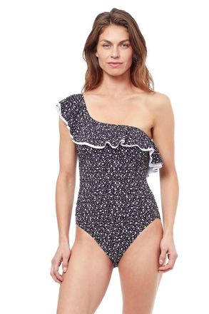 Gottex Bash One Shoulder One Piece Swimsuit In Black/white