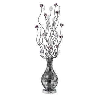 Netlighting (DH) Viola Floor Lamp Black Purple Chrome Crystal 7 Light G4 in Grey
