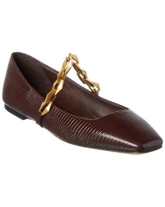 Jimmy Choo London Diamond Tilda Lizard-Embossed Leather Flat