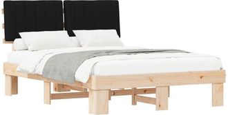 vidaXL Estructura De Cama Con Cabecera Tapizada Negro 140 X 190 Cm Vidaxl