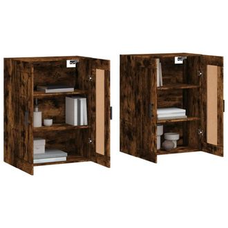 Berkfield Home Wall Mounted Cabinets 2 pcs Smoked Oak Engineered Wood in Brown