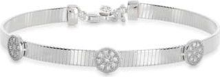 Meshmerise Diamond Circle Ribbed Chain Bracelet in White Gold at Nordstrom Rack