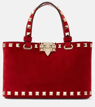 Valentino Garavani Rockstud Mini suede top-handle bag