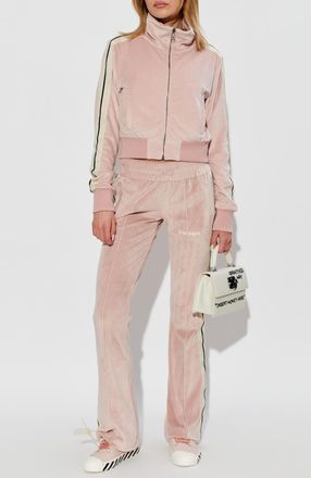 Palm Angels Velvet Trousers With Side Stripes, Womens, Pink