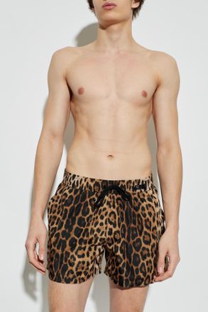 Moschino Patterned Swim Shorts, Mens, Brown