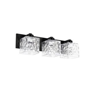 Dainolite 3 Light Vanity in Matte Black w/ Clear Water Glass