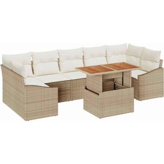 vidaXL Vidaxl - Conjunto De Sof&aacute; De Jard&iacute;n Con Coj&iacute;n 8 Pcs Beige, Crema