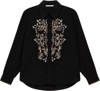 Maliparmi Maliparmi - Camicia Disco Cady - Dames - Blouses & Shirts - Zwart - Maat: 2XL Leer