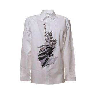 Neil Barrett Camicia a Motivo in Cotone - - Shirts - Uomo - Bianco - M