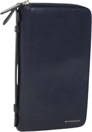 Burberry Pre-owned Clutches, male, Blue, Size: ONE SIZE Pre-owned Reeves Double Zip Organizer Wallet