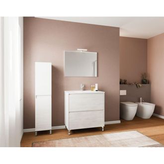 OEM Mueble De Ba&ntilde;o Moderno De Suelo Con Patas Lavabo 80cm Espejo Lisboa 80 - Blanco
