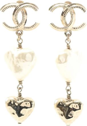 Chanel Orecchini a cuore con perle 1986-1988 - Oro
