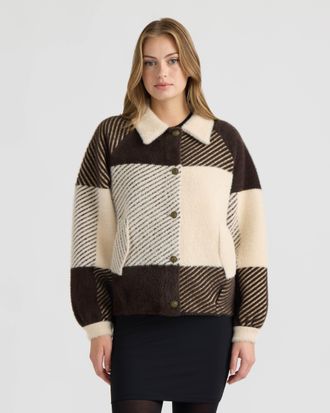 NVLT Womens Eyelash Bomber Coatigan