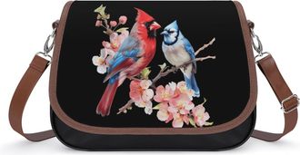 Generic Cardinal And Blue Jay Bird Fashion Womens Crossbody Bags Novelty Handbag Shoulder Bag Purse