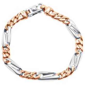 Pompeii3 Mens Figaro Link 14k Gold (37gram) or Platinum (60gram) 7.5-8.5mm Bracelet 8